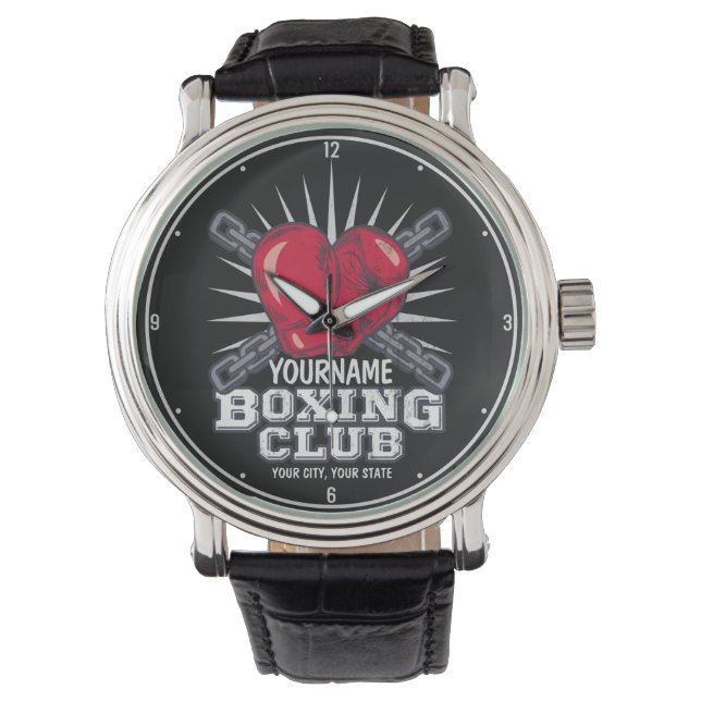 Personalized Boxing Gloves Fighter Champion Boxer Watch (Front)