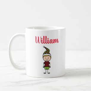 personalized boy blonde hair christmas coffee mug