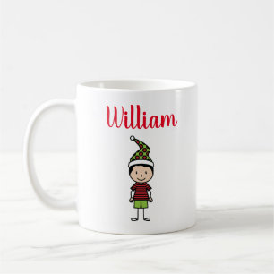 personalized boy brown hair christmas coffee mug