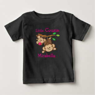 Personalized Boy, Girl Monkeys Little Cousin Baby T-Shirt