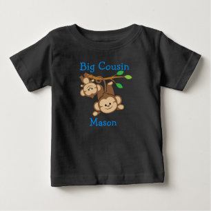 Personalized Boy Monkeys Big Cousin Baby T-Shirt
