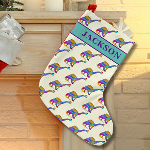 Personalized Boy Name Christmas Dinosaur Small Christmas Stocking