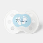Personalized boy pacifier with baby footprints