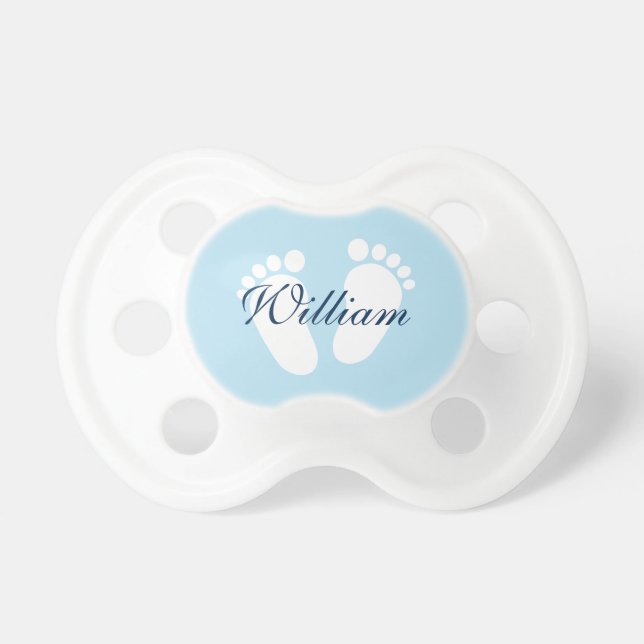 Personalized boy pacifier with baby footprints (Front)