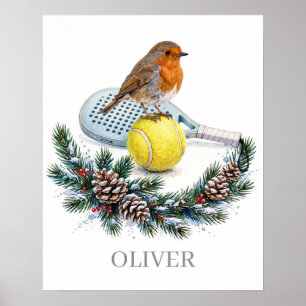 Personalized Boy Padel Tennis Christmas Poster