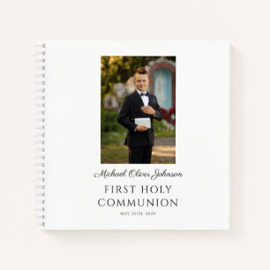 Personalized Boy Photo First Communion Guestbook Notebook