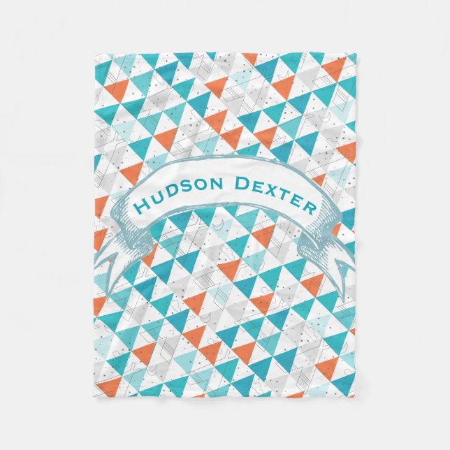 Personalized Boy Room Modern Teepee Arrow Pattern Fleece Blanket (Front)