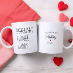 Personalized Boyfriend Fiancé Hubby Funny Gift Two-Tone Coffee Mug<br><div class="desc">Elevate your mornings with our Personalized Mug Trilogy – a heartfelt journey from Boyfriend to Fiancé and finally, Hubby. Crafted with precision and adorned with a custom name, these mugs are a thoughtful gift from a loving wife. Whether for a birthday celebration or as a cherished wedding present, these personalized...</div>