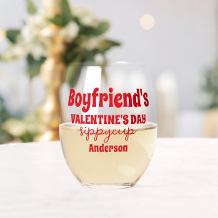 Personalized Boyfriend's Valentine's Day Sippy Cup Stemless Wine Glass