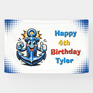 Personalized Boy's Anchor Themed Birthday Party Banner