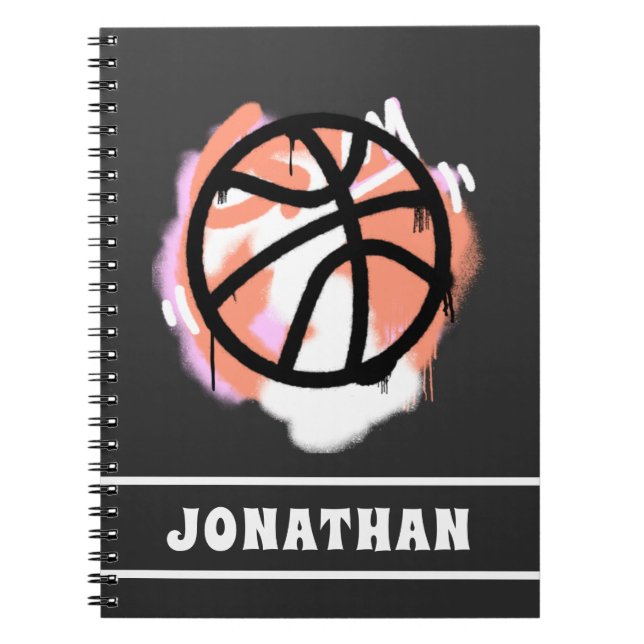 Personalized Boys Basketball Ball Graffiti Modern  Notebook (Front)