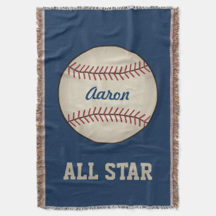 Personalized Boy's Bedroom Baseball Blanket Gift