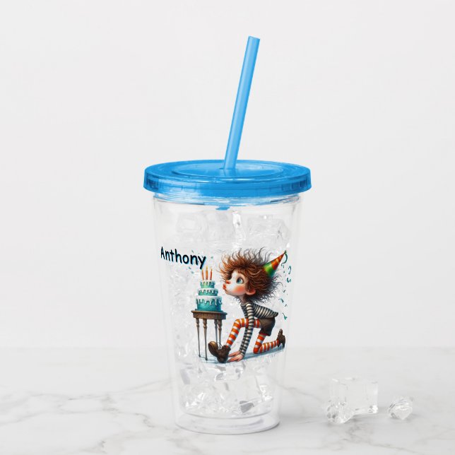 Personalized Boys Birthday Acrylic Tumbler (Back Ice)