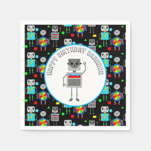 Personalized Boy's Birthday Robot  Napkin