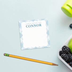 Personalized BOYS Blue Gingham Check Lunch Box Post-it Notes