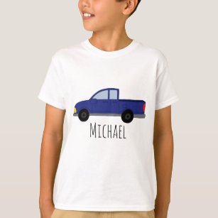 Personalized Boy's Blue Pickup Truck Car Name T-Shirt