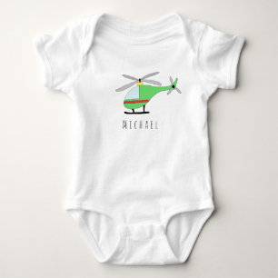 Personalized Boy's Colourful Helicopter with Name Baby Bodysuit