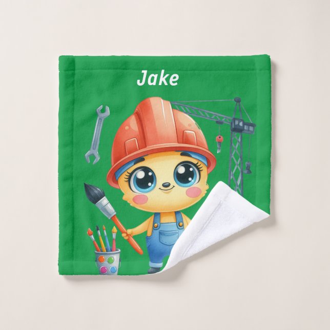 Personalized Boy's Construction site Wash Cloth (Wash Cloth)