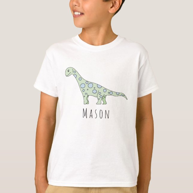 Personalized Boy's Cool Doodle Dinosaur with Name T-Shirt (Front)
