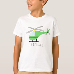Personalized Boy's Cool Helicopter Aircraft & Name T-Shirt