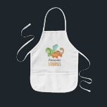 Personalized Boys Cute Dinosaur and Name Kids Apron<br><div class="desc">Personalized Boys Cute Dinosaur and Name Kids' Apron</div>