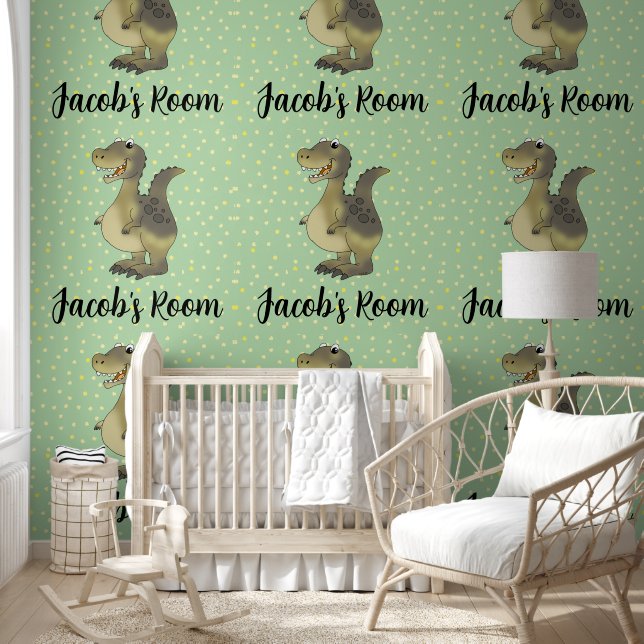 personalized boy's dinosaur room  wallpaper (Kids)