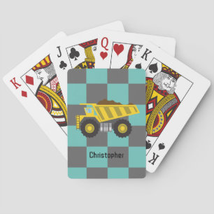 Personalized Boys Dump Truck Kids School Playing Cards