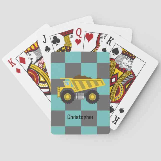 Personalized Boys Dump Truck Kids School  Playing Cards (Back)
