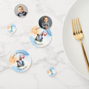 Personalized Boy's First Birthday Photo Template Confetti