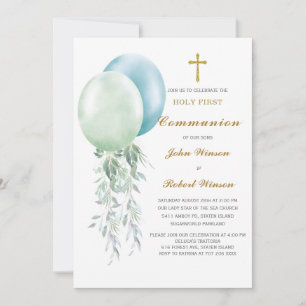 Personalized  Boys First Communion Invitation