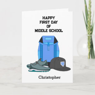 Personalized Boy's First Day of Middle School Card