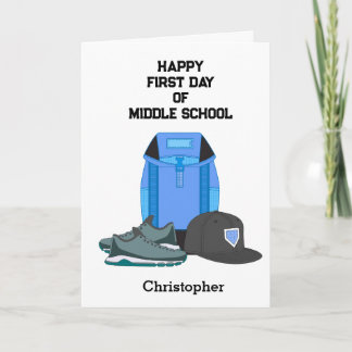 Personalized Boy's First Day of Middle School Card