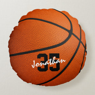 Personalized boys girls basketball  round pillow