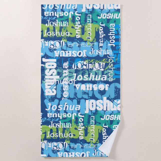 Personalized Boy's Girl's Name Funky Subway Art Beach Towel (Front)