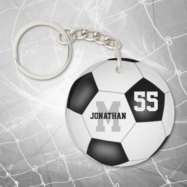 personalized boys girls name jersey number soccer keychain (Creator Uploaded)