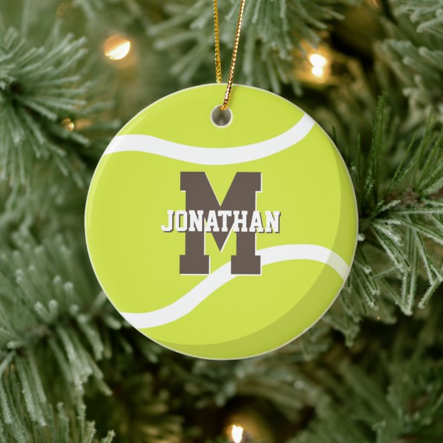 personalized boys girls sports gifts tennis ceramic ornament (Tree)