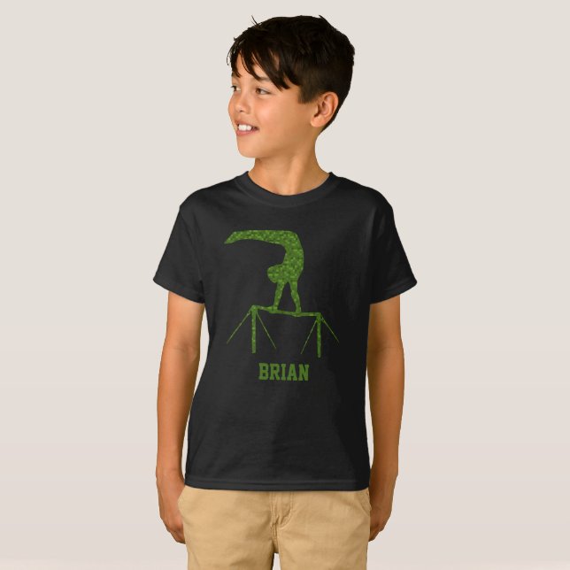 Personalized Boy's Gymnastics Pixel Block Tee (Front Full)