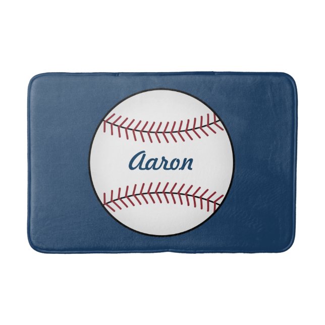 Personalized Boy's Kid's Baseball Bath Mat Rug (Front)