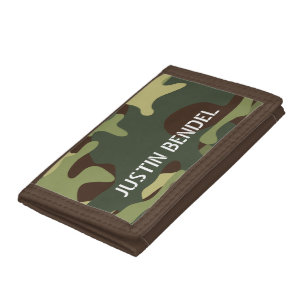 Personalized Boy's Men's Camo Camouflage Military Tri-fold Wallet
