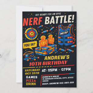 Personalized Boys Nerf Birthday Invitation