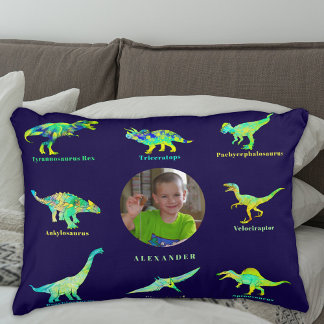Personalized Boys Photo Dinosaur Accent Pillow