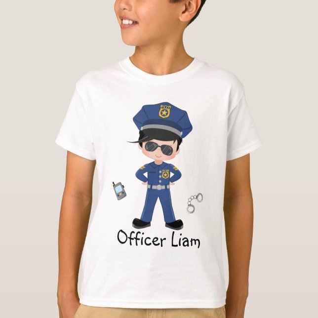Personalized Boys Police Officer Law Enforcment T-Shirt (Front)