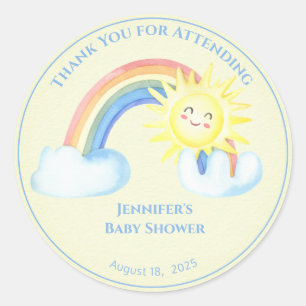 Personalized Boys Rainbow Sunshine Classic Round Sticker