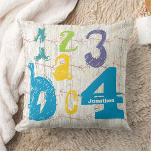 Personalized Boy's Room Crossed Arrow ABC 1234 Throw Pillow