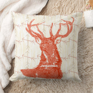 Personalized Boy's Room Crossed Arrow Deer Throw Pillow