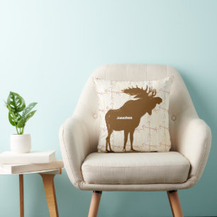 Personalized Boy's Room Crossed Arrow Moose Throw Pillow