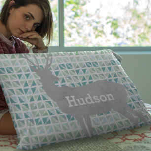 Personalized Boy's Room Deer Abstract Triangles Pillowcase