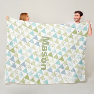 Personalized Boy's Room Modern Teepee Pattern Fleece Blanket