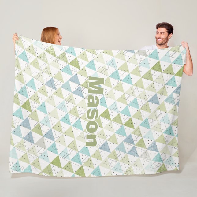 Personalized Boy's Room Modern Teepee Pattern Fleece Blanket (In Situ)