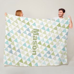 Personalized Boy's Room Modern Teepee Pattern Fleece Blanket